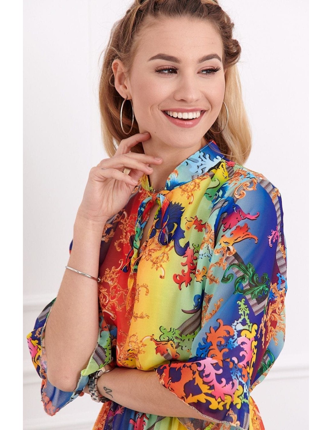 Airy dress with colorful patterns 8660 - Online store - Boutique